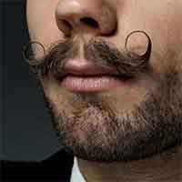 moustache impériale homme épaisse pointes relevées